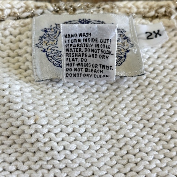 Vtg Stitches In Time QVC 2XL Embellished Cardigan Sweater Angels Peace Love Hope - Picture 7 of 13